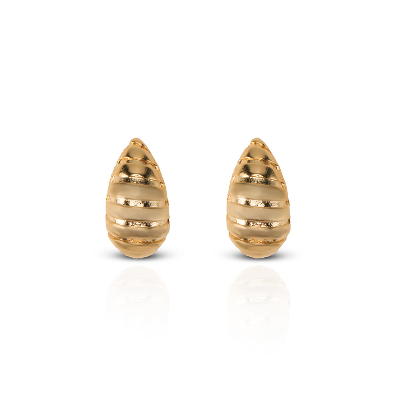 Golden Croissant Brass Stud Earrings