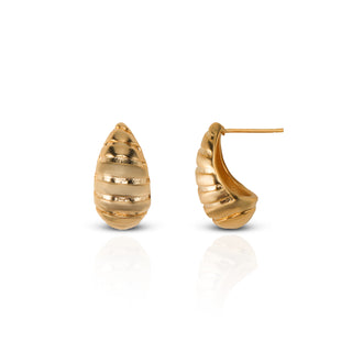 Golden Croissant Brass Stud Earrings