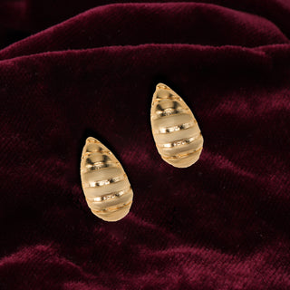 Golden Croissant Brass Stud Earrings