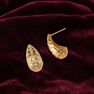 Golden Croissant Brass Stud Earrings