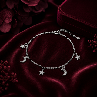 White Cubic Zirconia Anklet in 92.5 Sterling Silver