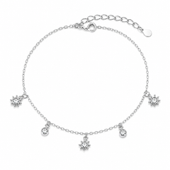White Cubic Zirconia Anklet in 92.5 Sterling Silver