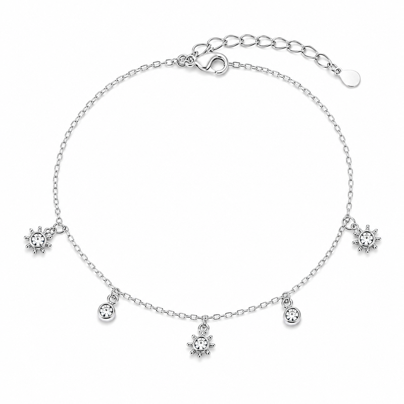 White Cubic Zirconia Anklet in 92.5 Sterling Silver