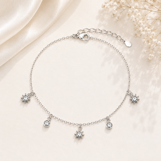 White Cubic Zirconia Anklet in 92.5 Sterling Silver