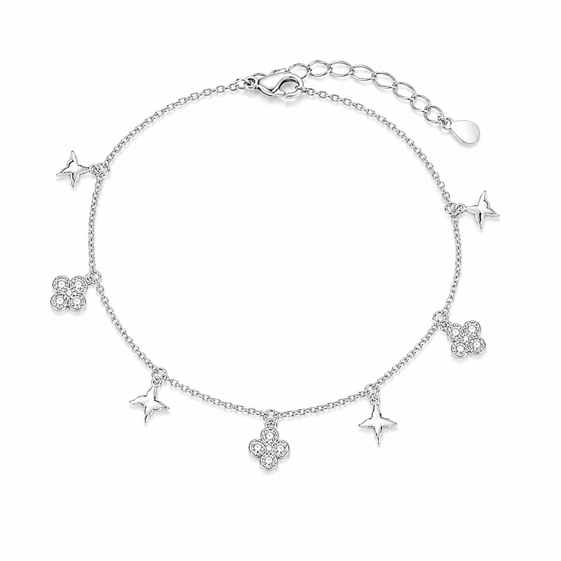 White Cubic Zirconia Anklet in 92.5 Sterling Silver