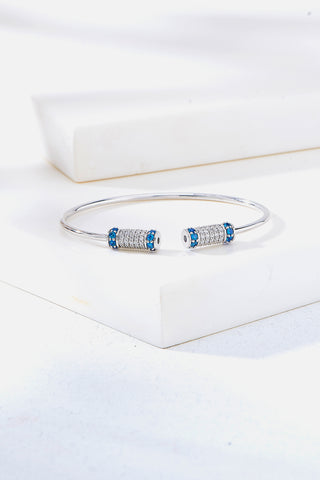 Nipura 925 Sterling Silver Barrel Blue Bangle