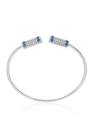 Nipura 925 Sterling Silver Barrel Blue Bangle