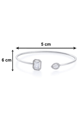 Nipura 925 Sterling Silver Zircon Assymetric Bangle