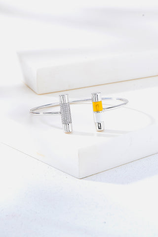 Nipura 925 Sterling Silver Bar Yellow Enamel Bangle