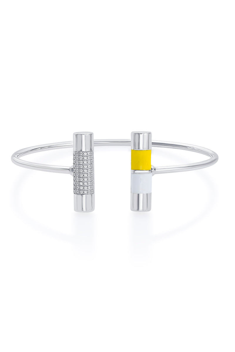 Nipura 925 Sterling Silver Bar Yellow Enamel Bangle