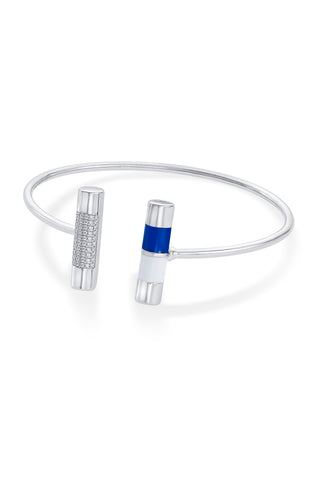 Nipura 925 Sterling Silver Bar Blue Enamel Bangle