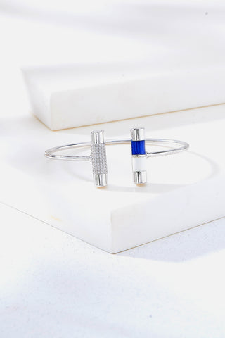 Nipura 925 Sterling Silver Bar Blue Enamel Bangle