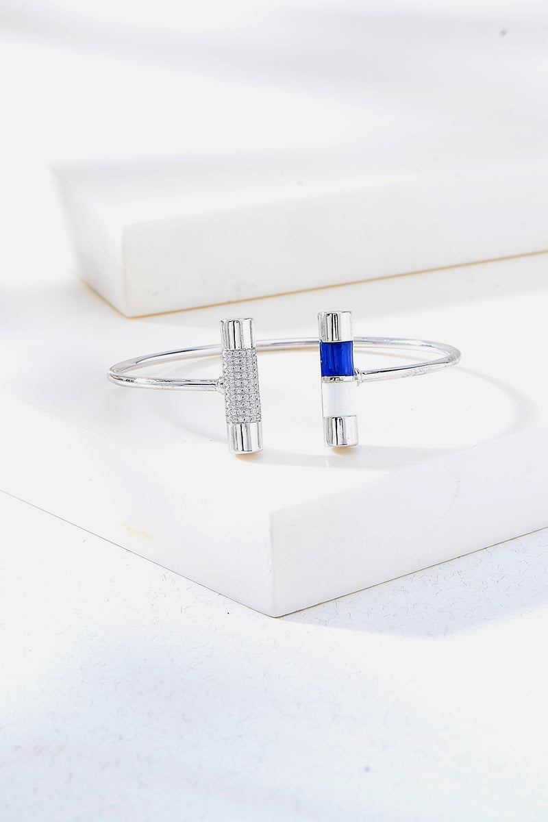 Nipura 925 Sterling Silver Bar Blue Enamel Bangle
