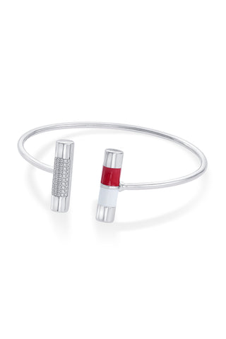 Nipura 925 Sterling Silver Bar Red Enamel Bangle