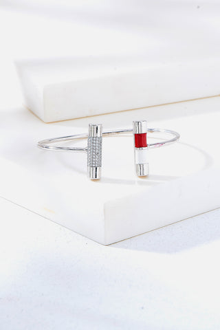 Nipura 925 Sterling Silver Bar Red Enamel Bangle