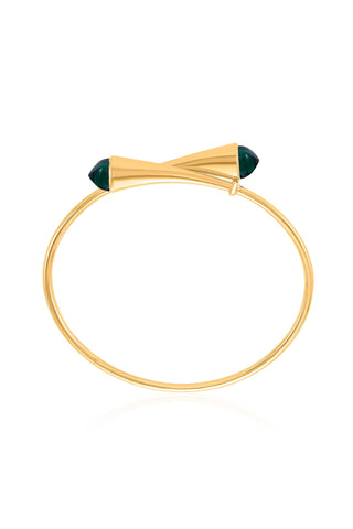 Nipura 925 Sterling Silver Cleo Green Bangle- Golden