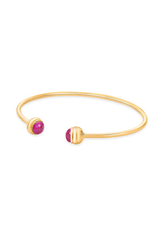 Nipura 925 Sterling Silver Button Pink Bangle- Golden