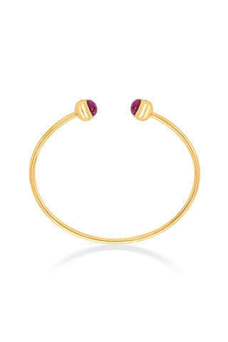 Nipura 925 Sterling Silver Button Pink Bangle- Golden