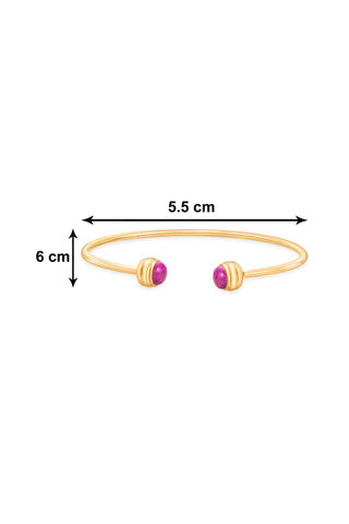 Nipura 925 Sterling Silver Button Pink Bangle- Golden