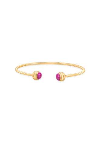 Nipura 925 Sterling Silver Button Pink Bangle- Golden