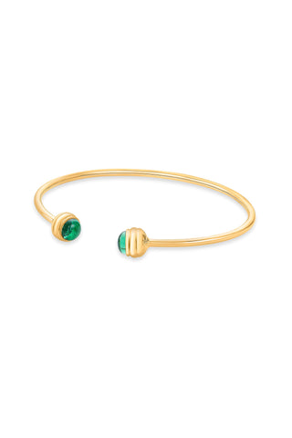 Nipura 925 Sterling Silver Button Green Bangle-Golden