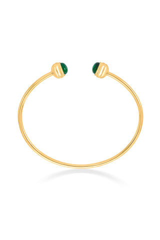 Nipura 925 Sterling Silver Button Green Bangle-Golden