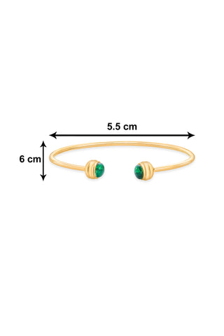 Nipura 925 Sterling Silver Button Green Bangle-Golden