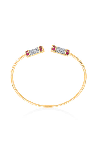 Nipura 925 Sterling Silver Barrel Red Bangle - Golden