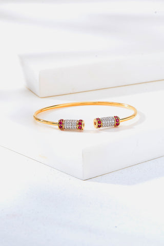 Nipura 925 Sterling Silver Barrel Red Bangle - Golden