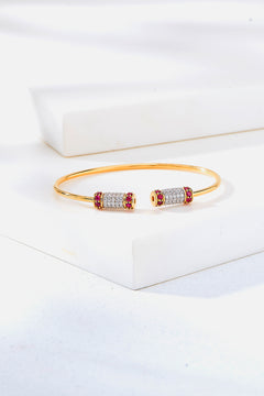 Nipura 925 Sterling Silver Barrel Red Bangle - Golden