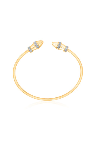 Nipura 925 Sterling Silver Zircon Kada Bangle - Golden