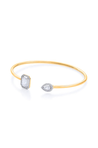 Nipura 925 Sterling Silver Asymmetric Glam Bangle - Golden