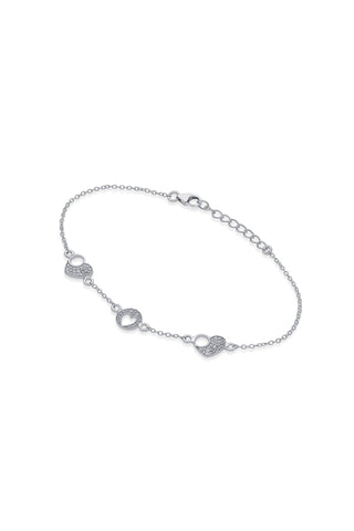 Sparkling Nipura 925 Sterling Silver Heart Bracelet with White CZ Stones