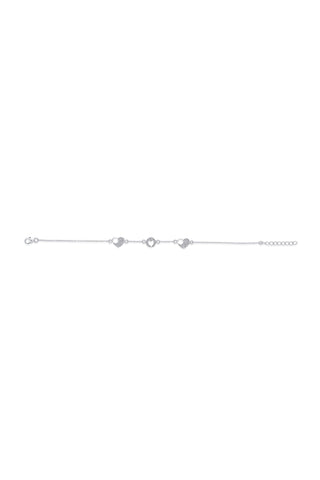 Sparkling Nipura 925 Sterling Silver Heart Bracelet with White CZ Stones