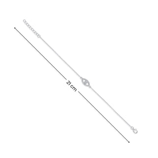 Nazariya Evil Eye 925 Sterling Silver Bracelet with White CZ Stones