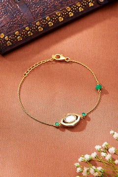 Nipura 925 Sterling Silver Niloufer Kundan Chain Bracelet