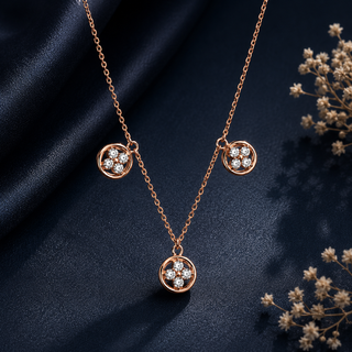 White CZ Rosegold finish Sterling Silver Chain | Nipura