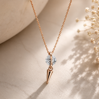 White CZ 92.5 Sterling Silver Chain with Rosegold finish | Nipura