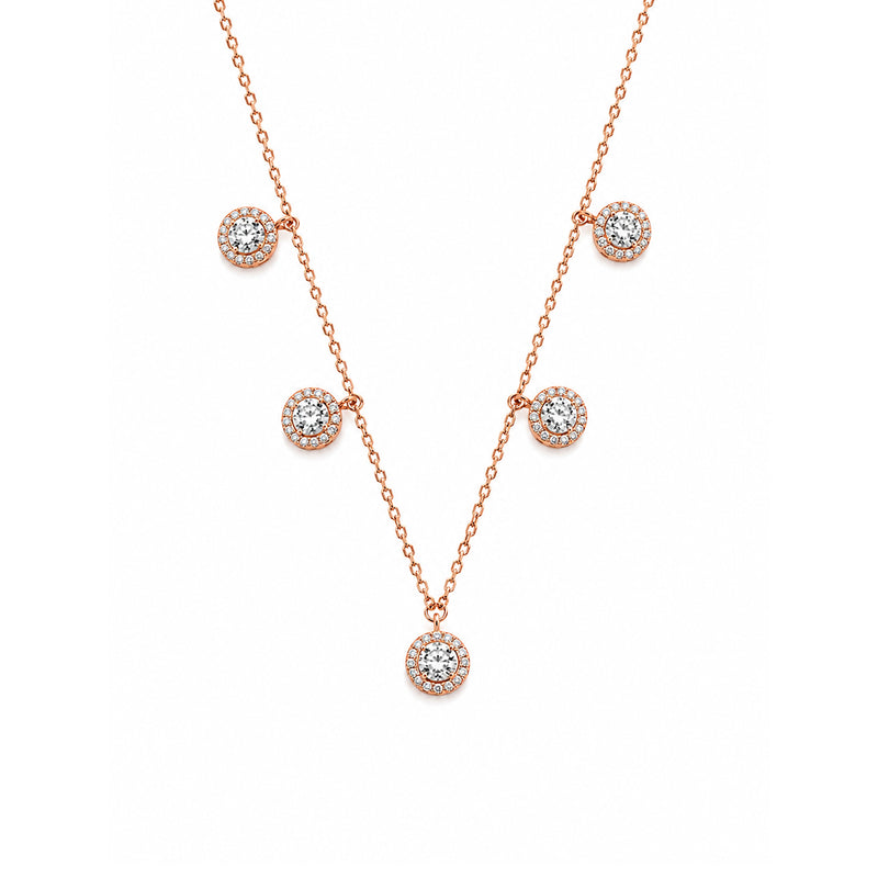 white CZ 92.5 Sterling Silver Chain with Rose gold finish | Nipura