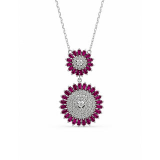 Magenta pink & White CZ Sterling Silver Chain | Nipura