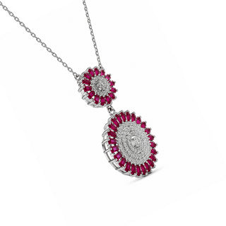 Magenta pink & White CZ Sterling Silver Chain | Nipura