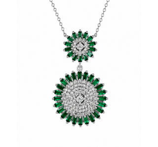 Bottle Green & White CZ Sterling Silver Chain | Nipura