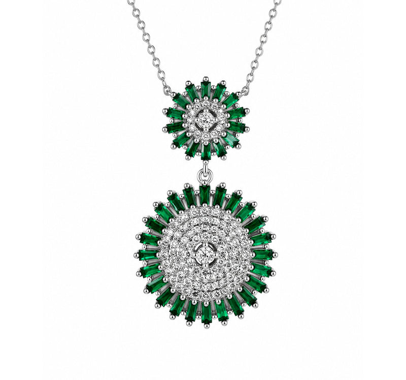 Bottle Green & White CZ Sterling Silver Chain | Nipura