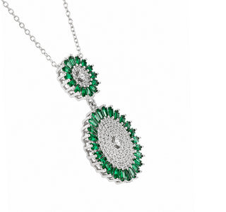 Bottle Green & White CZ Sterling Silver Chain | Nipura