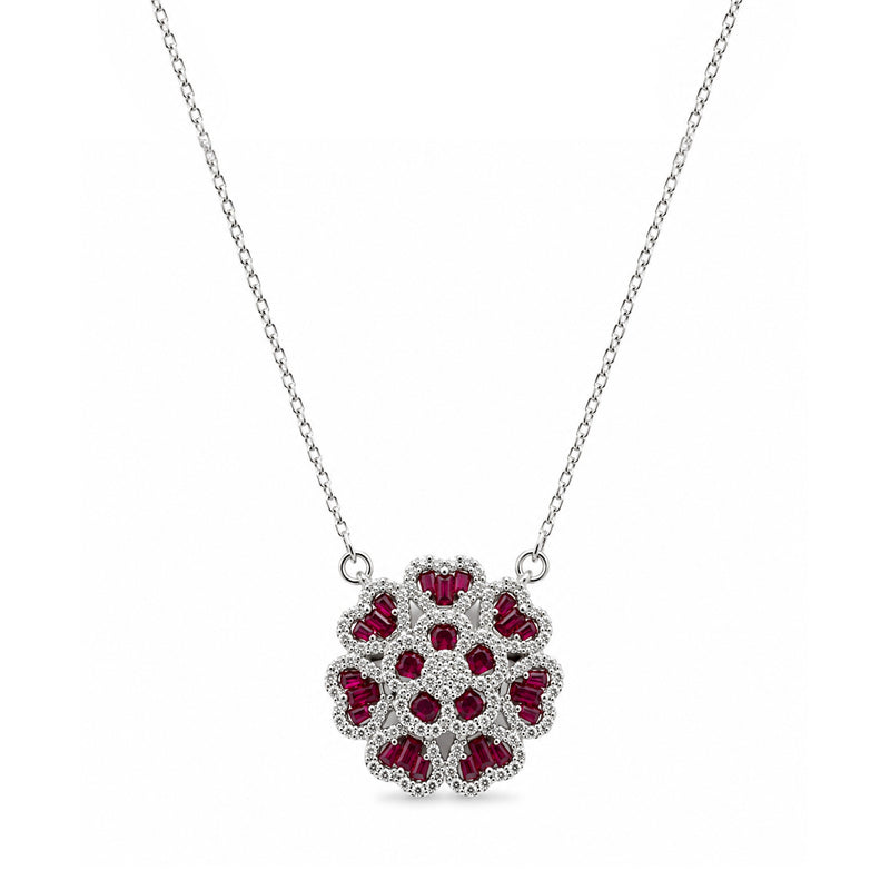 Magenta pink & White CZ Sterling Silver Chain | Nipura