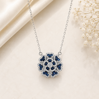 Dark Blue & White CZ Sterling Silver Chain | Nipura