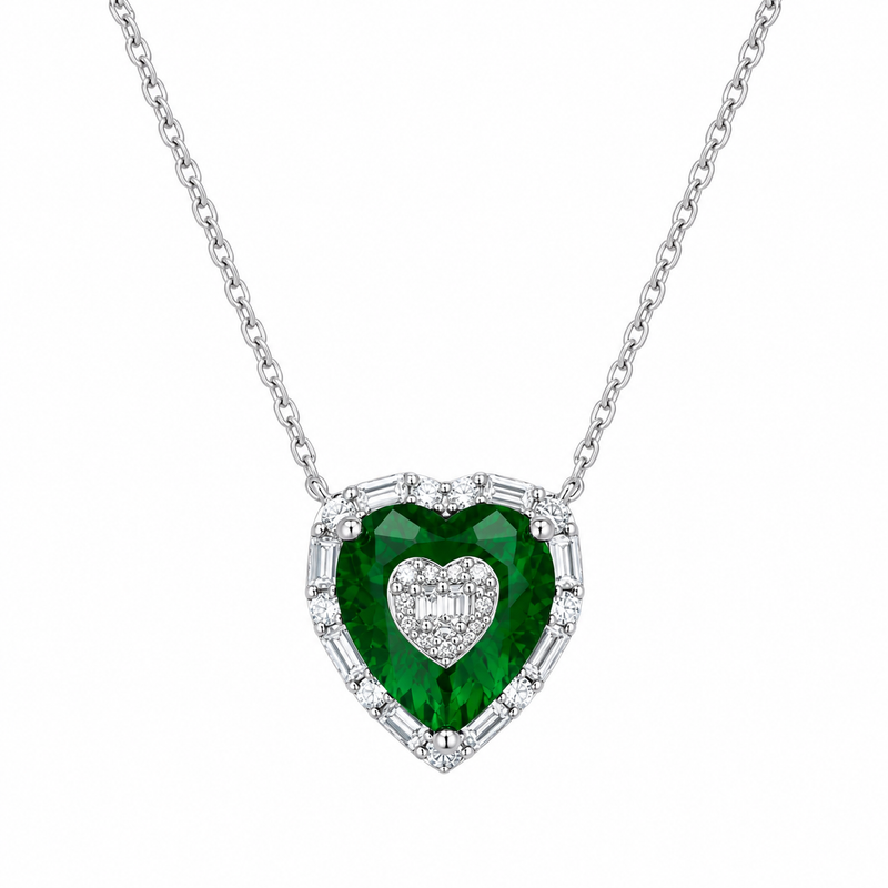 Nipura Bottle Green & White CZ Sterling Silver Chain