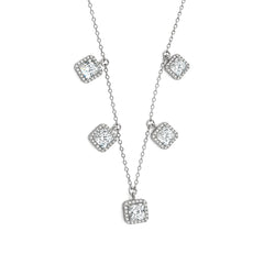 White Rhodium finish CZ Sterling Silver Chain | Nipura