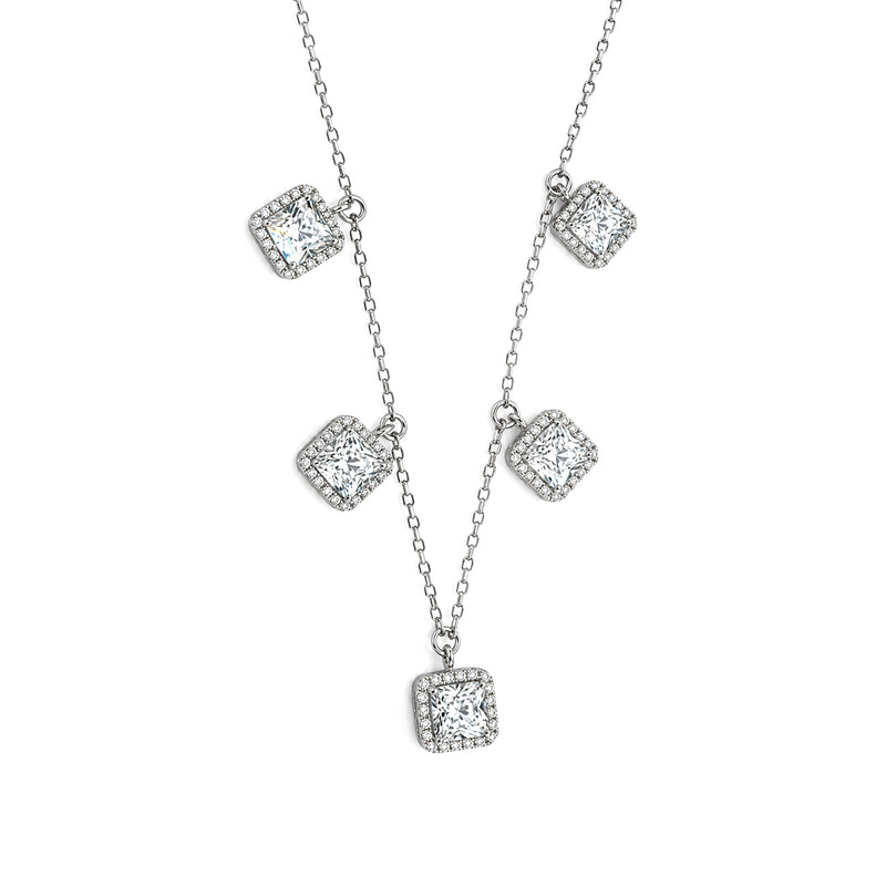 White Rhodium finish CZ Sterling Silver Chain | Nipura