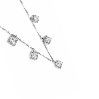 White Rhodium finish CZ Sterling Silver Chain | Nipura